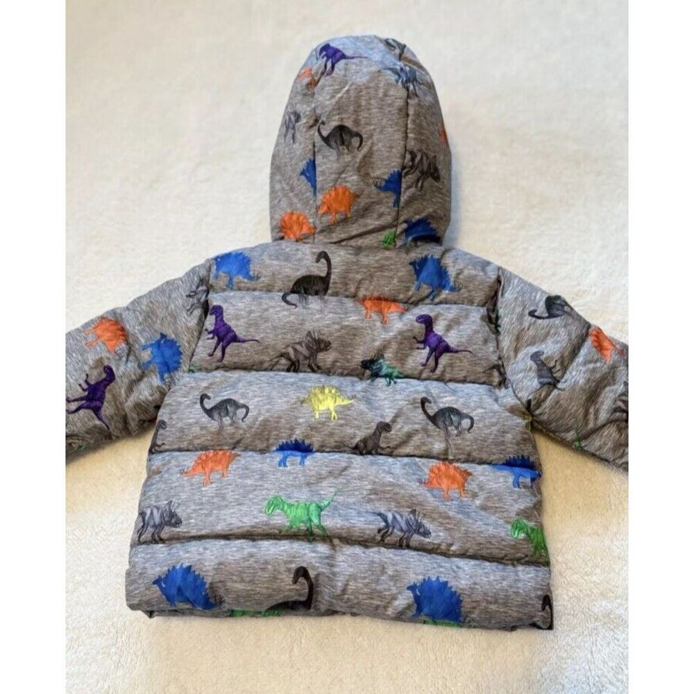Swiss Tech Gray Dinosauer Fleece Lined Boys Puffer Winter Jacket Toddler Sz 12M‎ - Picture 7 of 10